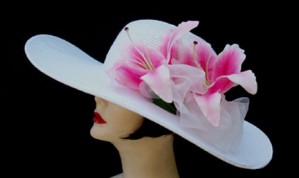 White 5" Brim/Pink Lily